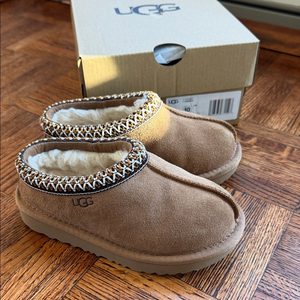 UGG Tan Kids Boots with Patterned Trim